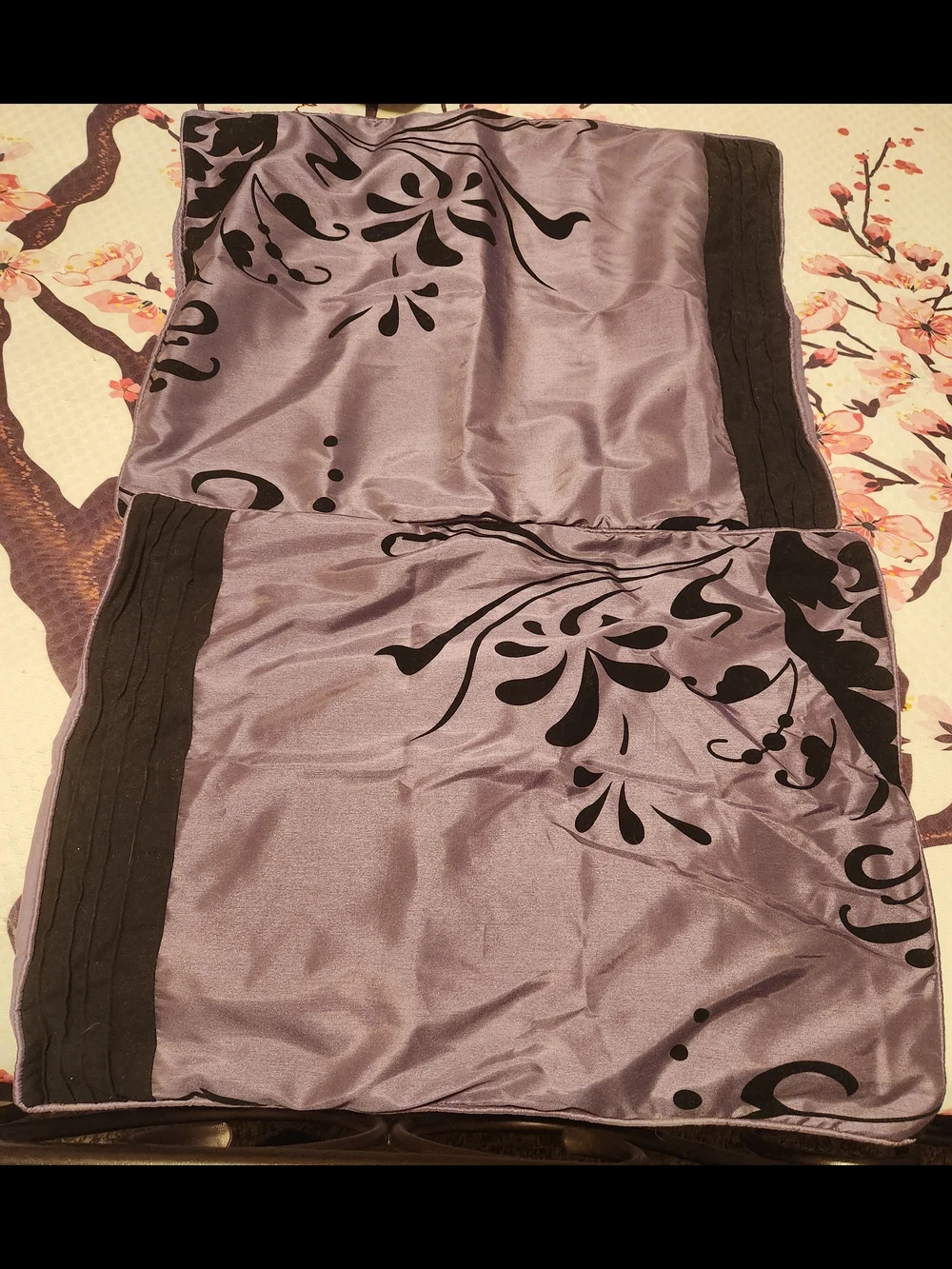 Purple and Black Damask Comforter And Shams